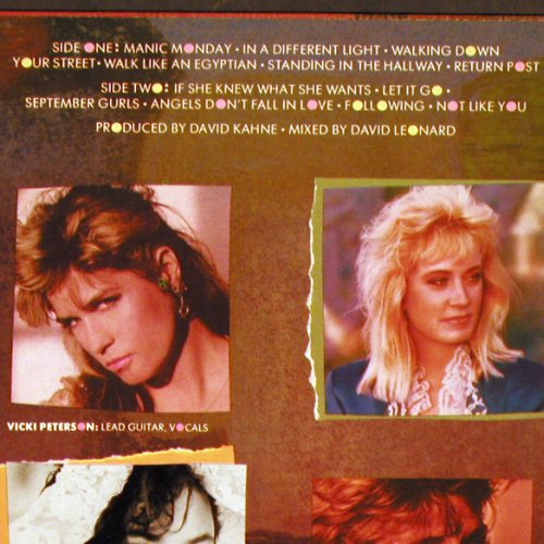 Bangles: Different Light, CBS (CBS 26 659), NL, 1985 Typ: LP Best.-Nr.: Y5954 Preis: 6,00 Euro