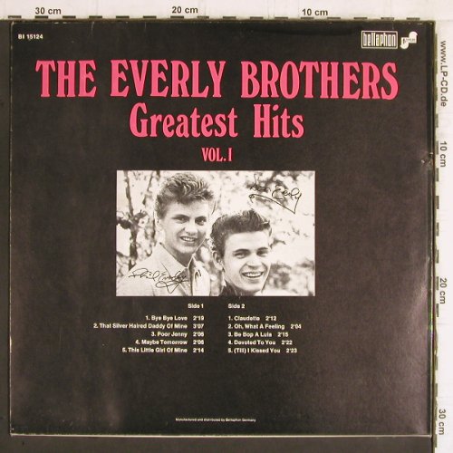 Everly Brothers: Greatest Hits Vol.1, Bellaphon(BI 15124), D,  - LP - Y5973 - 9,00 Euro