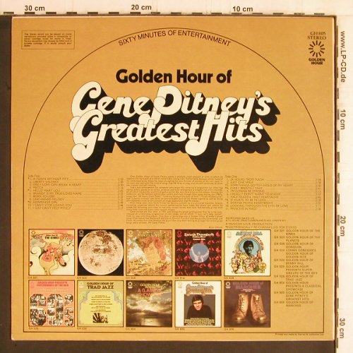 Pitney,Gene: Golden Hour Of, Golden Hour (GH 805), UK, 1972 Typ: LP Best.-Nr.: Y6070 Preis: 6,00 Euro