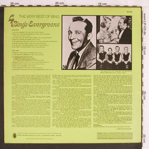 Crosby,Bing: 4-Bing's Evergreens, Very Best of, World Records Ltd.(SM 294), UK, Mono,  - LP - Y6167 - 7,50 Euro