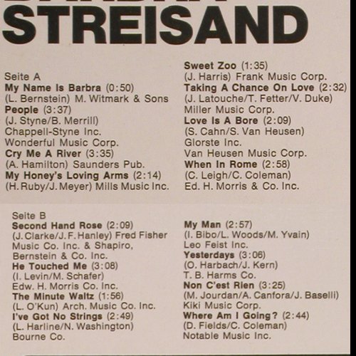 Streisand,Barbra: The Best of, CBS/Constanze (S 62 788), D Typ: LP Best.-Nr.: Y6352 Preis: 7,50 Euro