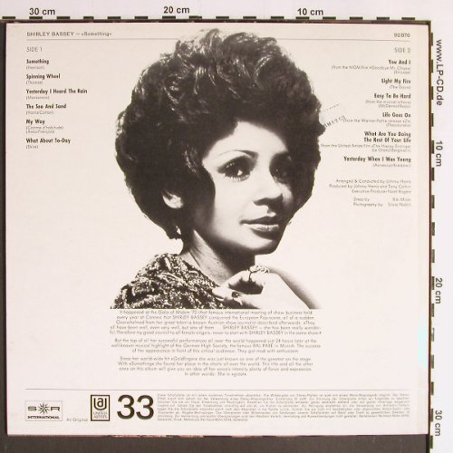 Bassey,Shirley: Something, SR International (92 876), D Typ: LP Best.-Nr.: Y6361 Preis: 6,00 Euro