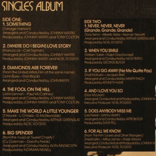 Bassey,Shirley: Singles Album, UA / DSC (27 009-0), D, 1975 Typ: LP Best.-Nr.: Y6362 Preis: 6,00 Euro