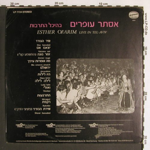 Ofarim,Esther: Live In Tel-Aviv, Contona Music (LP 7724), D Typ: LP Best.-Nr.: Y6728 Preis: 7,50 Euro