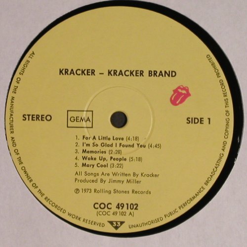 Kracker: Kracker Brand, Foc, Rolling Stones Rec.(COC 49 102), D, 1973 - LP - Y6967 - 7,50 Euro
