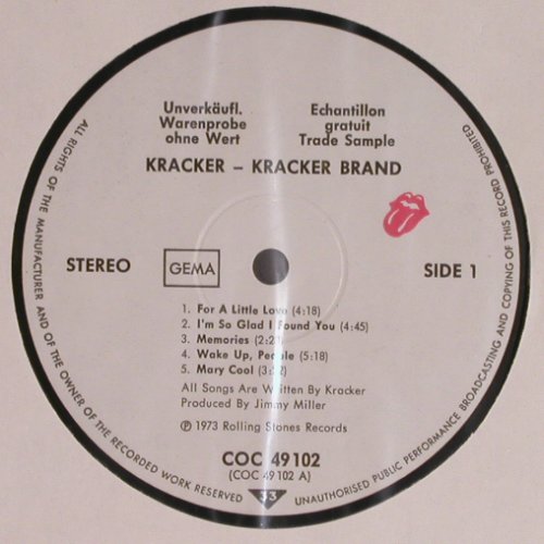 Kracker: Kracker Brand,Foc, Promo/Warenpr., Rolling Stones Rec.(COC 49 102), D, 1973 - LP - Y6968 - 20,00 Euro