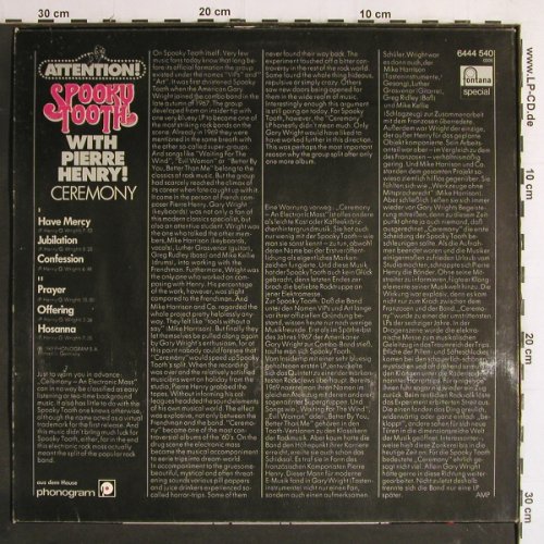 Spooky Tooth with Pierre Henry: Attention! - Ceremony, Fontana Special (6444 540), D,Ri, 1969 Typ: LP Best.-Nr.: Y7075 Preis: 12,50 Euro