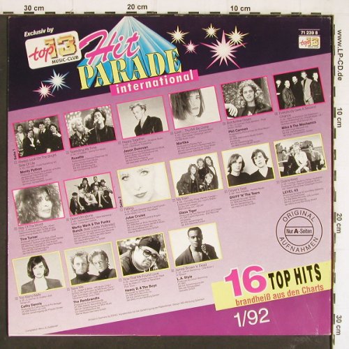 V.A.Hit Parade International: 1/92-Monty Python...L.A.Style, Top 13 Music Club (71 239 8), D, 1992 Typ: LP Best.-Nr.: Y7280 Preis: 4,00 Euro