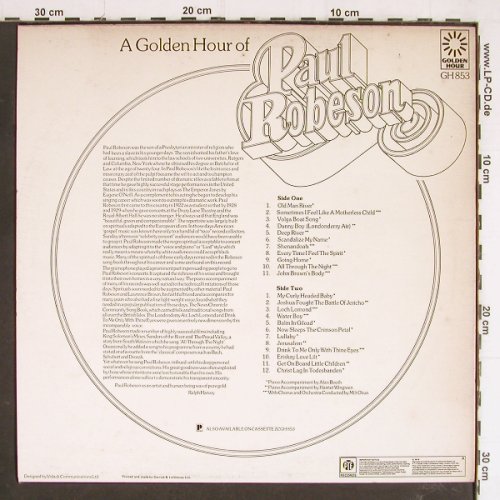 Robeson,Paul: A Golden Hour of, Golden Hour (GH 853), UK, Ri, 1974 Typ: LP Best.-Nr.: Y7307 Preis: 6,00 Euro