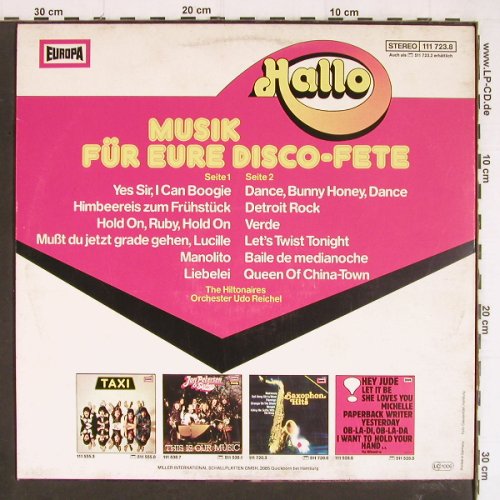Hiltonaires & Orch. Udo Reichel: Hallo! Musik für eure Disco-Fete, Europa(111 728-8), D, 1977 - LP - Y7365 - 5,00 Euro