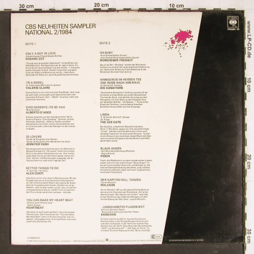 V.A.CBS Neuheiten Samp.2/84: Panama Cut... Krischan, CBS (Promo 39), NL, 1984 Typ: LP Best.-Nr.: Y7669 Preis: 5,00 Euro