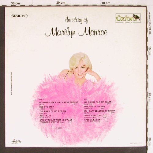 Monroe,Marilyn: The Story Of, Oxford (OX/3039), I, 1976 Typ: LP Best.-Nr.: Y7918 Preis: 5,00 Euro