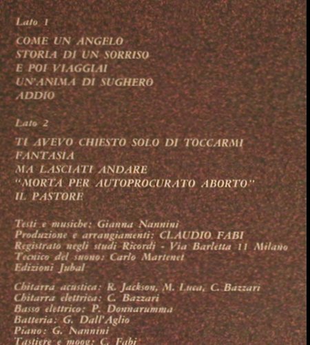 Nannini,Gianna: Same , b/w Foto, Dischi Ricordi (0065.023), D, 1986 Typ: LP Best.-Nr.: Y8180 Preis: 7,50 Euro