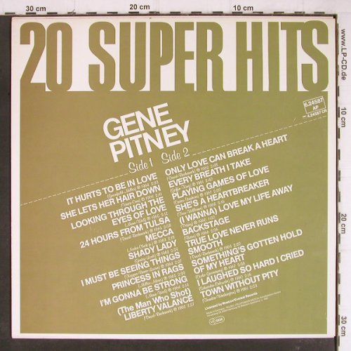 Pitney,Gene: 20 Super Hits, Strand (6.24587 AP), D, 1981 Typ: LP Best.-Nr.: Y8522 Preis: 6,00 Euro