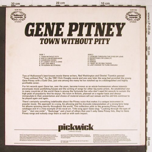 Pitney,Gene: Town Without Pity, Hallmark (SHM 866), UK, 1969 Typ: LP Best.-Nr.: Y8546 Preis: 5,00 Euro