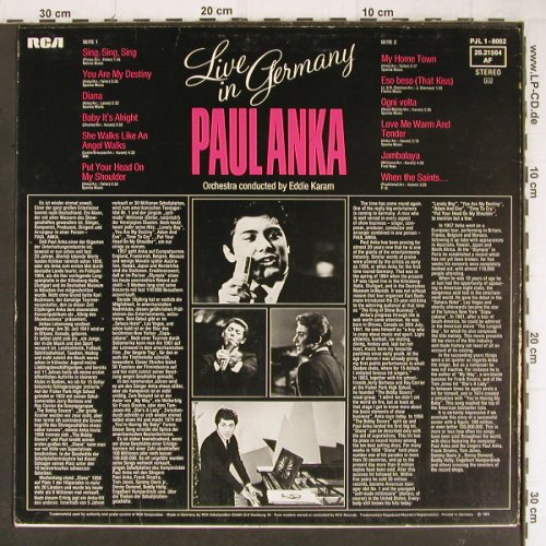 Anka,Paul: Live In Germany (1964), m /vg+, RCA International (26.21564 AF), D, Ri Typ: LP Best.-Nr.: Y8614 Preis: 5,00 Euro