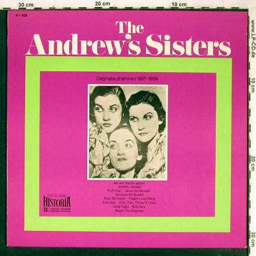 Andrews Sisters: Originalaufnahmen 1937-1939, Historia (H-638), D Typ: LP Best.-Nr.: Y8617 Preis: 7,50 Euro