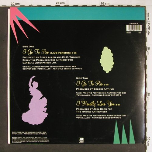 Allen,Peter: I Go To Rio*2+1, AM (390 591-1), D, 1990 Typ: 12" Best.-Nr.: Y8620 Preis: 4,00 Euro