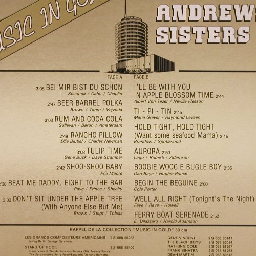 Andrews Sisters: Music in Gold, Foc (1956), Capitol (2S068-85413), F, Ri, 1976 Typ: LP Best.-Nr.: Y8622 Preis: 6,00 Euro