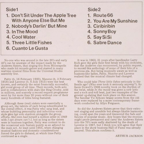 Andrews Sisters: Same, Rediffusion (ZS 153), UK, 1973 Typ: LP Best.-Nr.: Y8625 Preis: 7,50 Euro