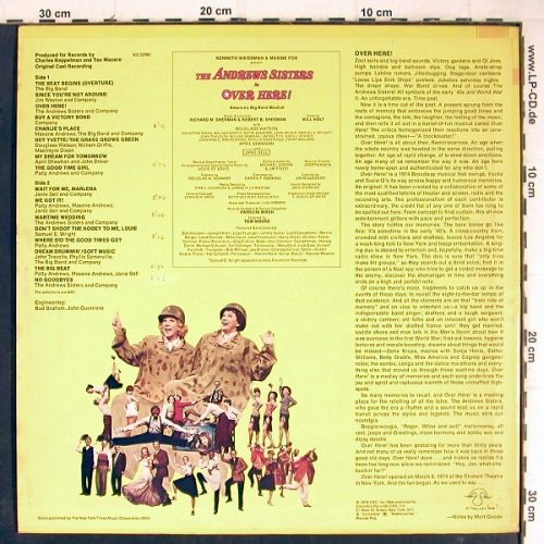 Andrews Sisters: Over Here!,Orign, Broadway Cast, Columbia (KS 32961), US, woc, 1974 Typ: LP Best.-Nr.: Y8636 Preis: 5,00 Euro