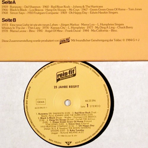 V.A.25 Jahre Reis-Fit..Eine Auswahl: Del Shannon... Bino, Foc, Reis-Fit / Teldec (66.23396), D, 1984 Typ: LP Best.-Nr.: Y8838 Preis: 6,00 Euro
