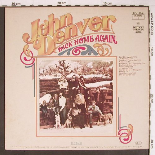 Denver,John: Back Home Again, RCA(26.21312), D, 1974 - LP - Y8871 - 5,00 Euro