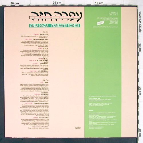 Haza,Ofra: Yemenite Songs (Rai), Ausfahrt(EfA 6115), D, 1986 - LP - Y9148 - 7,50 Euro
