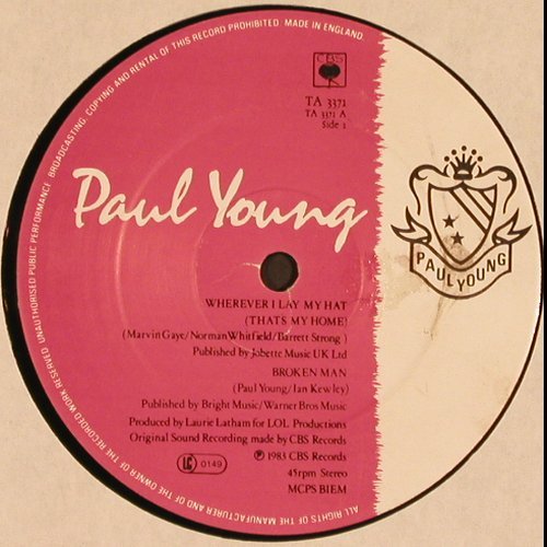 Young,Paul: Wherever I Lay My Hat+1,Sex JackLee, CBS(TA 3371), UK, 1983 - 12inch - Y95 - 4,00 Euro