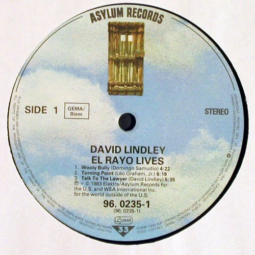 Lindley,David & El Rayo-X: El Rayo Live, Asylum (96.0235-1), D, 1983 Typ: LP Best.-Nr.: Y9750 Preis: 6,00 Euro.