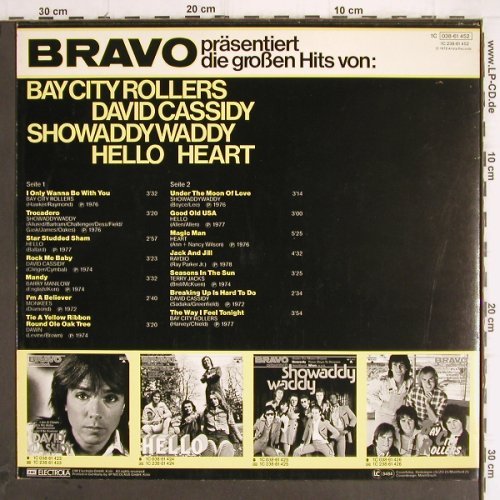 V.A.BRAVO präs. Die großen Hits: Bay City Rollers, Showaddywaddy..., Arista (038-61 452), D, 14 Tr., 1978 Typ: LP Best.-Nr.: Y9830 Preis: 5,00 Euro