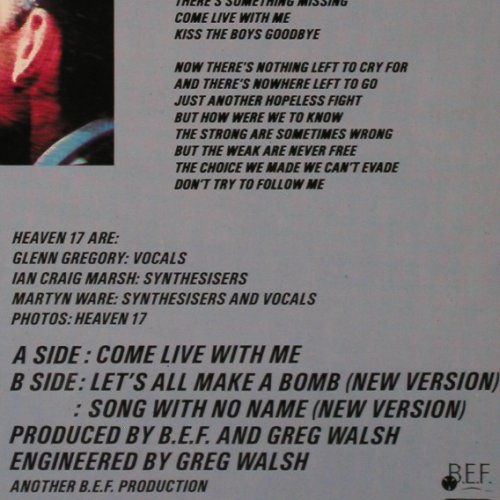 Heaven 17: Come Live With Me +2, Virgin(600 907-213), D, co, 1983 - 12inch - H2807 - 1,00 Euro