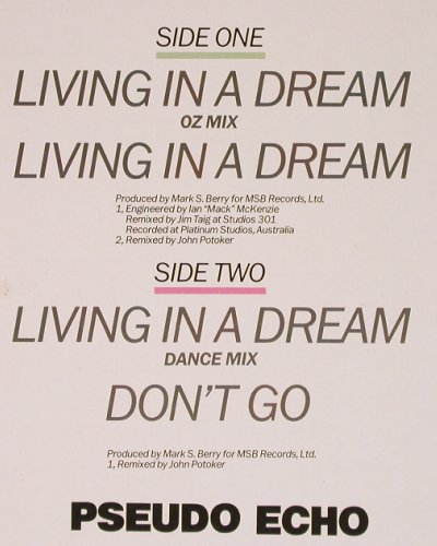 Pseudo Echo: Living In A Dream*3/Don't go, RCA(PT 49754), D, 1987 - 12inch - H4180 - 1,00 Euro