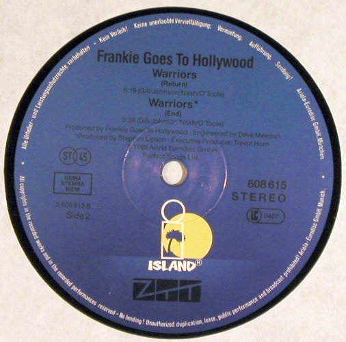 Frankie Goes To Hollywood: Warriors*3,twelve wild DiscipipleMx, ZTT (608 615), D, 1986 Typ: 12" Best.-Nr.: V1390 Preis: 4,00 Euro