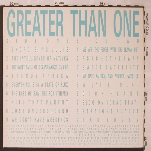 Greater Than One: All the Masters Licked Me, VG+/m-, Side Effects Record(SER 10), UK, 1987 - LP - X2661 - 7,50 Euro
