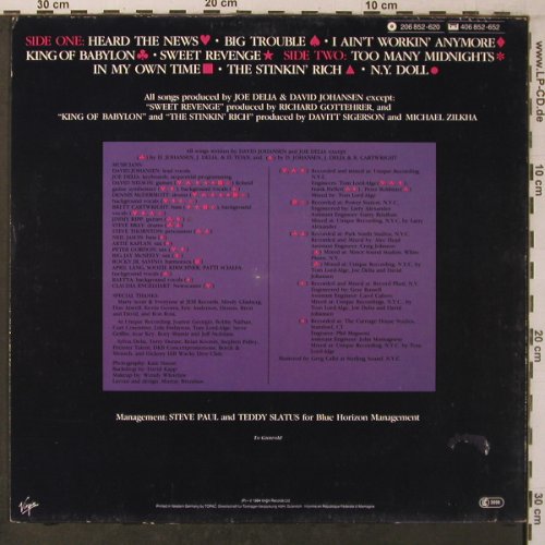 Johansen,David (New York Dolls): Sweet Revenge, Virgin(206 852-620), D, 1984 - LP - X7235 - 9,00 Euro