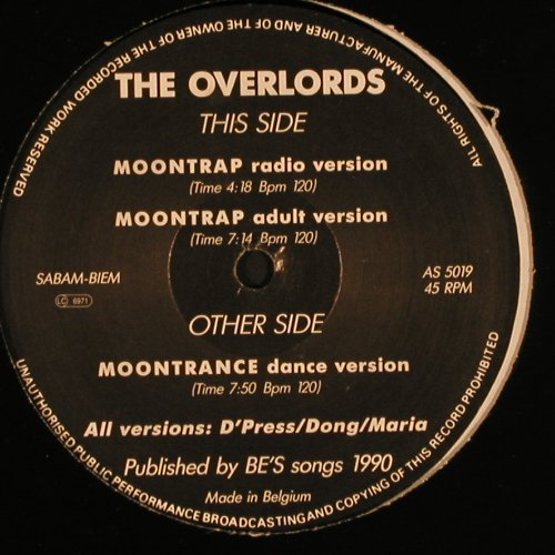 Overlords: Moontrap*3, Antler Subway Records(AS 5019), B,  - 12inch - X9276 - 7,50 Euro
