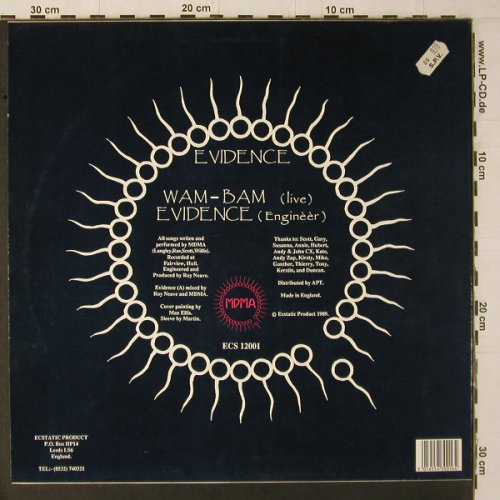 MDMA: Evidence*2 / Wam Bam (live), Ecstatic(ECS 12001), UK, 1989 - 12inch - Y1648 - 5,00 Euro