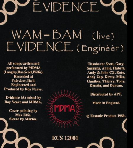 MDMA: Evidence*2 / Wam Bam (live), Ecstatic(ECS 12001), UK, 1989 - 12inch - Y1648 - 5,00 Euro