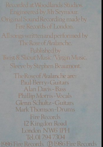 Rose Of Avalanche: Too Many Castles In The Sky+2, Fire Records(Blaze 9), UK, 1986 - 12inch - Y3452 - 5,00 Euro