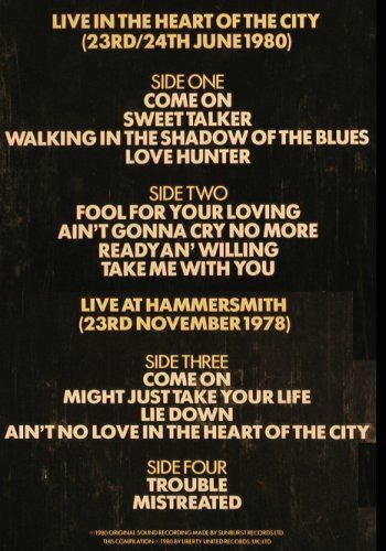 Whitesnake: Live..in The Heart Of The City, Liberty (164-83023/24), D, 1980 Typ: 2LP Best.-Nr.: V2314 Preis: 17,50 Euro