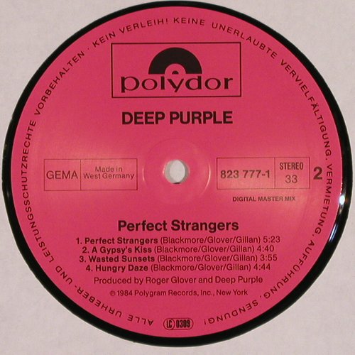 Deep Purple: Perfect Stranger-falsches Label, Polydor (823 777-1), D,m-/vg+, 1984 Typ: LP Best.-Nr.: V739 Preis: 15,00 Euro
