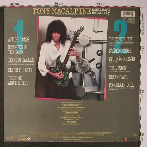 Macalpine,Tony: Maximum Security, Squawk Records (832 249-1), NL, 1986 Typ: LP Best.-Nr.: X6184 Preis: 7,50 Euro