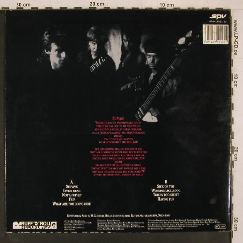 Destination Zero: Survive, Ruff'n'Roll Recordings (008-11501), D, 1990 Typ: LP Best.-Nr.: Y2325 Preis: 6,00 Euro