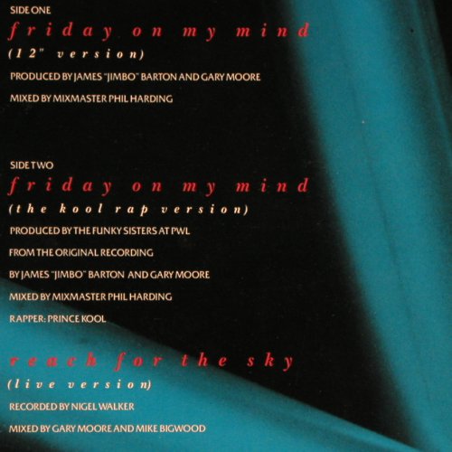 Moore,Gary: Friday On My Mind*2+1, 10 Virgin (609 080-213), D, 1987 Typ: 12" Best.-Nr.: Y4335 Preis: 4,00 Euro