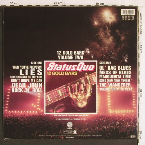 Status Quo: 12 Golden Bars Vol.2, Vertigo (824 043-1Q), D, 1984 Typ: LP Best.-Nr.: Y6069 Preis: 7,50 Euro