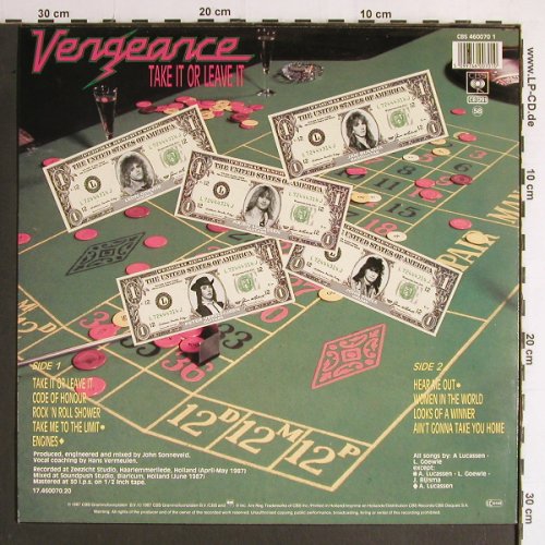 Vengeance: Take It Or Leave It, CBS (460070), NL, 1987 Typ: LP Best.-Nr.: Y6865 Preis: 7,50 Euro