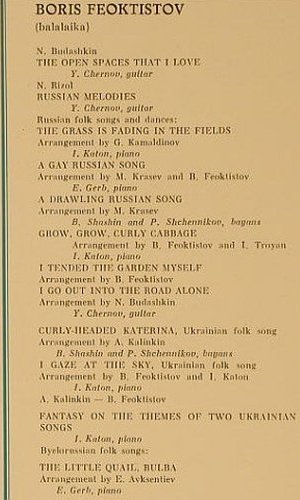 Feoktistov,Boris: Balalaika, Melodia (red)(CM 04303-4), UDSSR,  - LP - H2413 - 6,00 Euro