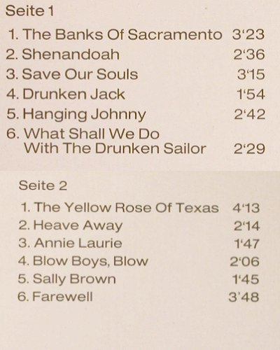 Harder,Jörn & Hamb.Sailing Crew: Seemannslieder und Shanties, Bellaphon (BWS 383), D, 1973 Typ: LP Best.-Nr.: V1178 Preis: 7,50 Euro