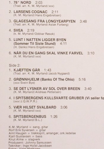 Myrland,K.M.: 78 Nord - Svalbardviser, m /vg+, Philips(LP-Nord 78), , 1978 - LP - V1277 - 9,00 Euro